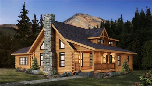 Timberhaven log home design, log home floor plan, Cheyenne, Elevation