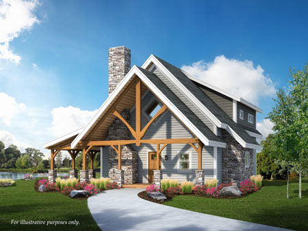 Timberhaven log home design, log home floor plan, Clear Creek Hybrid, Elevation