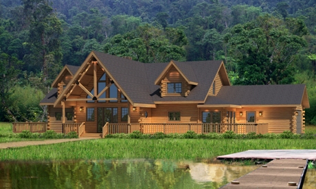 Timberhaven log home design, log home floor plan, Clermont, Elevation
