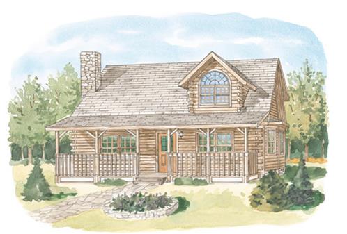 Timberhaven log home design, log home floor plan, Clinton, Elevation