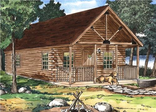 Timberhaven log home design, log home floor plan, Cove Creek Log Cabin Series, Elevation