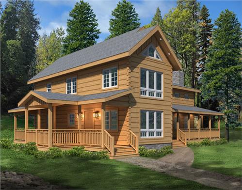 Timberhaven log home design, log home floor plan, Donegal L4, RR1, Elevation