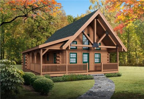 Timberhaven log home design, log home floor plan, Eagle Rock, Elevation