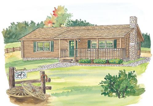 Timberhaven log home design, log home floor plan, Edgewood, Elevation