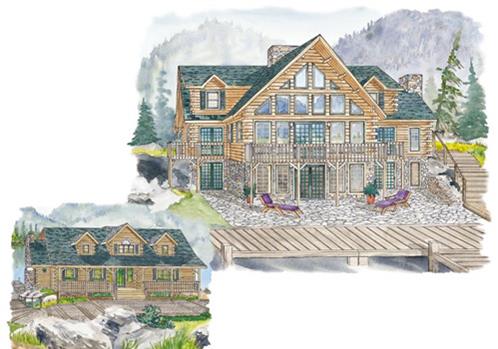 Timberhaven log home design, log home floor plan, Elk Ridge, Elevation