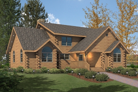 Timberhaven log home design, log home floor plan, Fairfield, Elevation