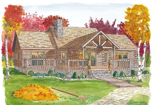 Timberhaven log home design, log home floor plan, Fawn Lake, Elevation