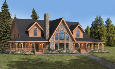 Timberhaven log home design, log home floor plan, Glen Ridge, Elevation