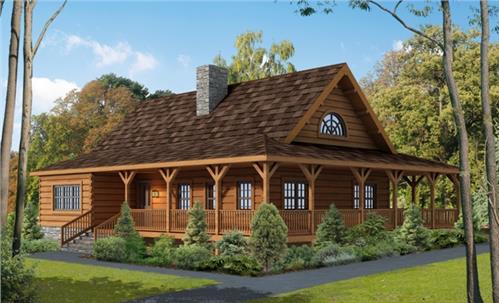 Timberhaven log home design, log home floor plan, Harrisburg, Elevation