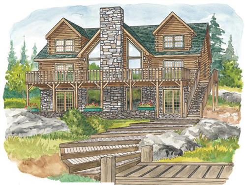 Timberhaven log home design, log home floor plan, Huntingdon, Elevation