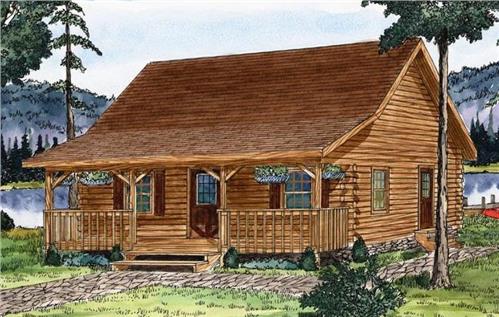 Timberhaven log home design, log home floor plan, Juniata Log Cabin Series, Elevation