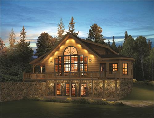 Timberhaven log home design, log home floor plan, Keystone C4, C8B, R1, Elevation
