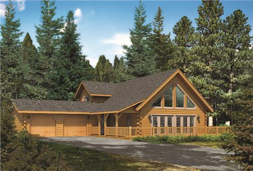 Timberhaven log home design, log home floor plan, Keystone II, Elevation