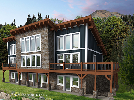 Timberhaven log home design, log home floor plan, Lake Augusta Hybrid, Elevation