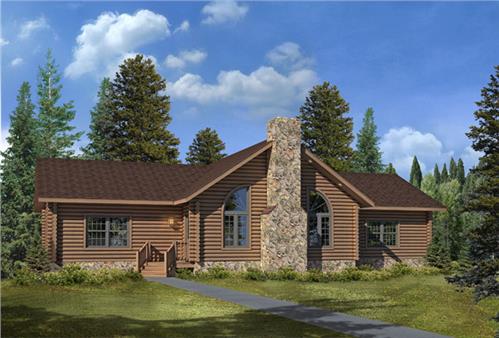 Timberhaven log home design, log home floor plan, Lakeside I, Elevation