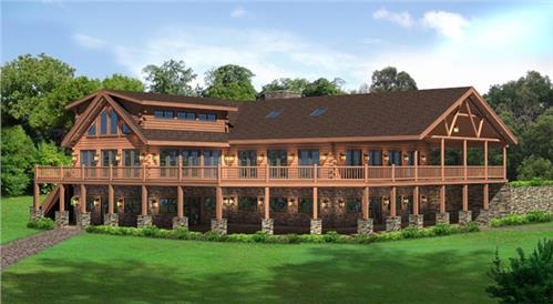 Timberhaven log home design, log home floor plan, Lakeview Clubhouse, Elevation
