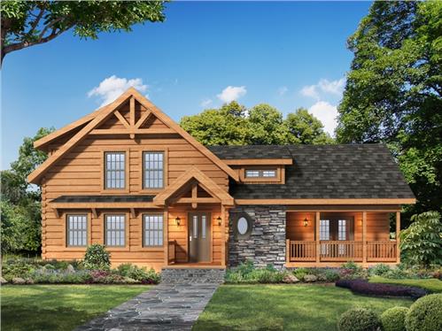 Timberhaven log home design, log home floor plan, Laurel Oaks, Elevation