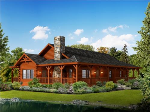 Timberhaven log home design, log home floor plan, Liberty, Elevation