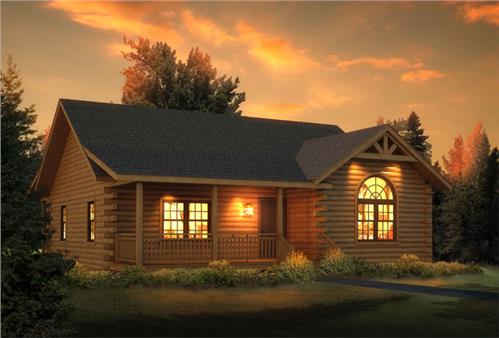 Timberhaven log home design, log home floor plan, Loyalhanna I, Elevation