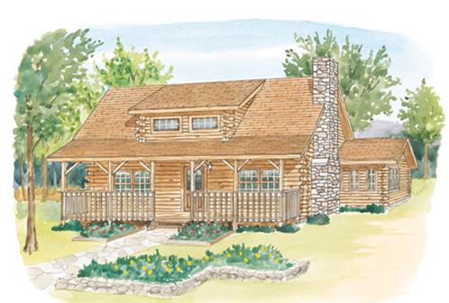 Timberhaven log home design, log home floor plan, Luzerne, Elevation