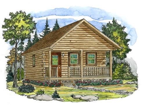 Timberhaven log home design, log home floor plan, Mahoning Log Cabin Series, Elevation