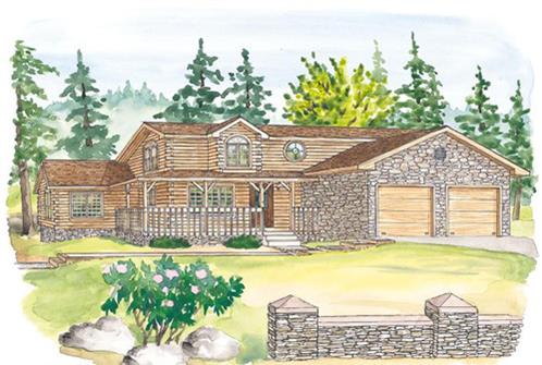 Timberhaven log home design, log home floor plan, Mansfield, Elevation