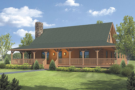 Timberhaven log home design, log home floor plan, Meadow View, Elevation
