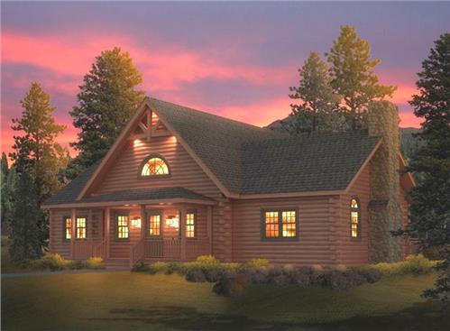 Timberhaven log home design, log home floor plan, Moshannon F1, R1, RR1, L1, Elevation