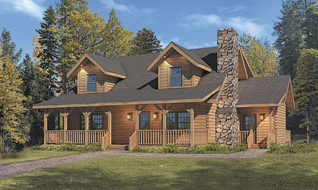 Timberhaven log home design, log home floor plan, Mountain View, Elevation