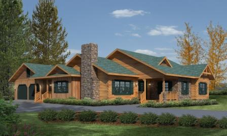 Timberhaven log home design, log home floor plan, Northwood Log Hybrid, Elevation