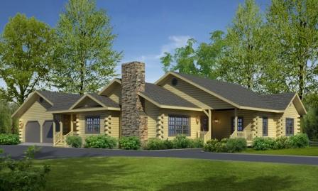 Timberhaven log home design, log home floor plan, Northwood, Elevation