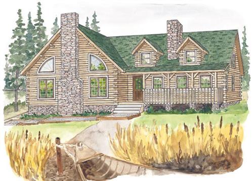 Timberhaven log home design, log home floor plan, Penns Creek, Elevation