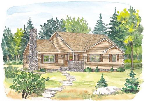 Timberhaven log home design, log home floor plan, Pennsylvania, Elevation