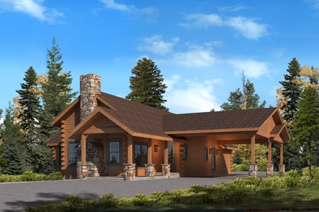 Timberhaven log home design, log home floor plan, Pine Ridge, Elevation