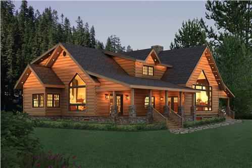 Timberhaven log home design, log home floor plan, Pleasant Grove, Elevation