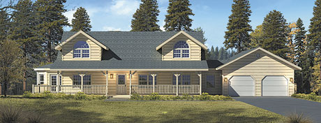 Timberhaven log home design, log home floor plan, River View, Elevation