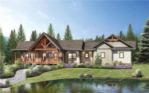 Timberhaven log home design, log home floor plan, Saratoga Hybrid, Elevation