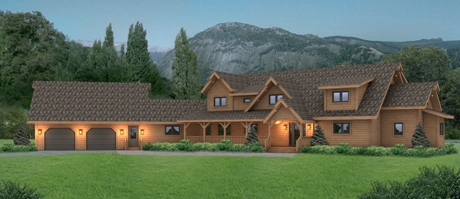 Timberhaven log home design, log home floor plan, Shiloh, Elevation
