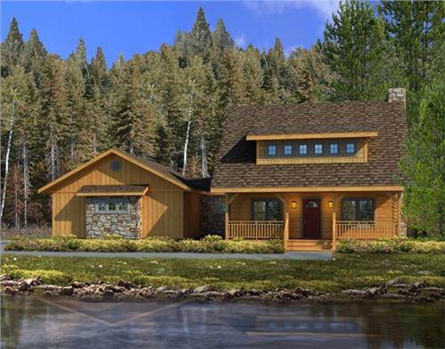 Timberhaven log home design, log home floor plan, Stony Creek Log Hybrid, Elevation