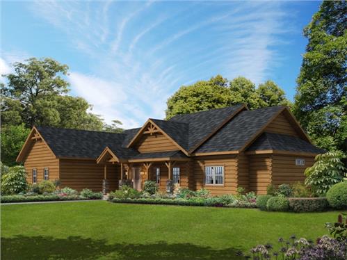 Timberhaven log home design, log home floor plan, Sullivan, Elevation