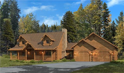 Timberhaven log home design, log home floor plan, Swatara II, Elevation