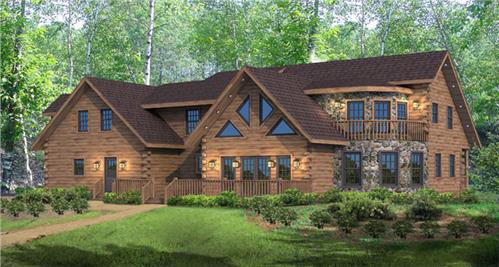 Timberhaven log home design, log home floor plan, Thompson's Lake, Elevation