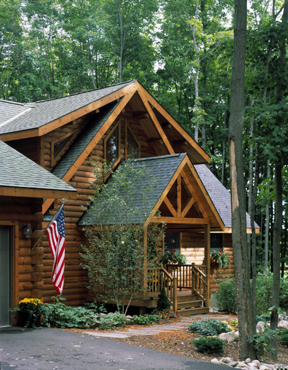 Timberhaven log home design, log home floor plan, Warren, Elevation