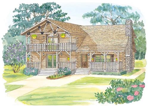Timberhaven log home design, log home floor plan, Westfield, Elevation