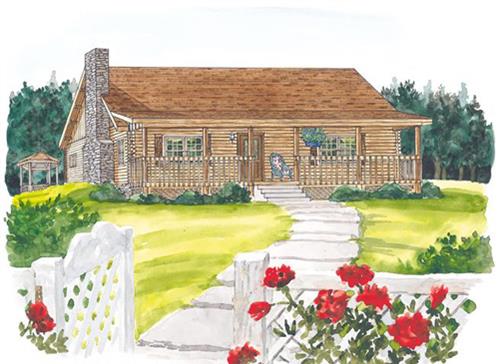 Timberhaven log home design, log home floor plan, White Deer, Elevation