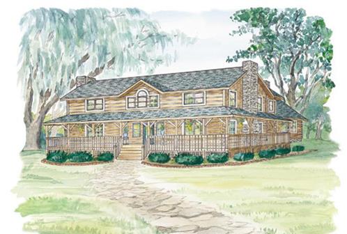 Timberhaven log home design, log home floor plan, Williamsburg, Elevation