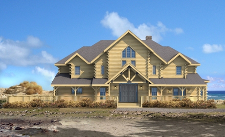 Timberhaven log home design, log home floor plan, Wyndemere, Elevation