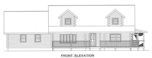 Timberhaven log home design, log home floor plan, 2149, Elevation