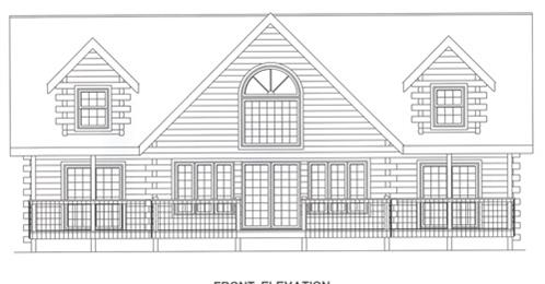 Timberhaven log home design, log home floor plan, 2592, Elevation