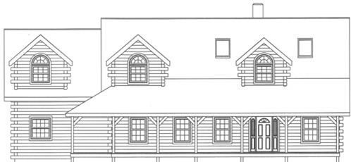 Timberhaven log home design, log home floor plan, 2831, Elevation